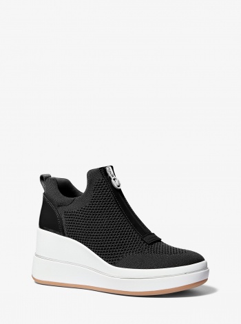 Michael Kors Emmy Mesh Zip-Up Wedge Trainer