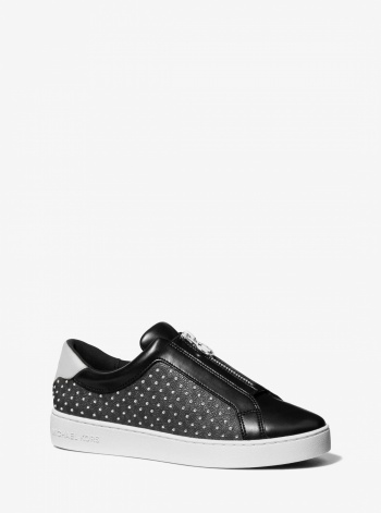 Michael Kors Keaton Embellished Signature Logo Zip-Up Trainer