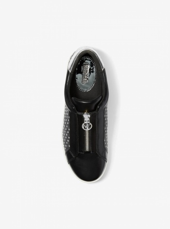 Michael Kors Keaton Embellished Signature Logo Zip-Up Trainer