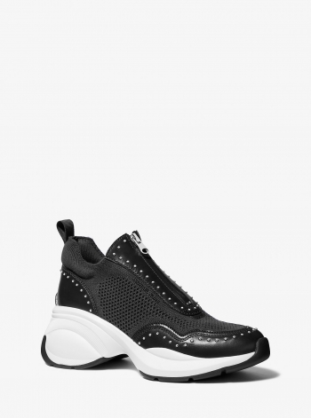 MICHAEL Michael Kors Zuma Studded Mixed-Media Trainer