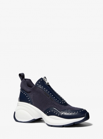 MICHAEL Michael Kors Zuma Studded Mixed-Media Trainer