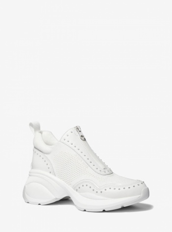 Michael Kors Zuma Studded Mixed-Media Trainer