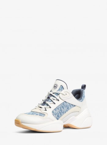 MICHAEL Michael Kors Bowie Signature Logo Print Denim Trainer