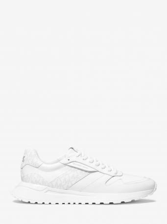 Michael Kors Mens Dax Pebbled Leather and Logo Trainer