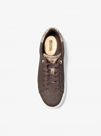 Michael Kors Romey Metallic Two-Tone Signature Logo Platform Sneaker