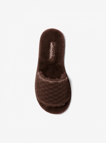 Alexis Logo Debossed Velvet Slide Sandal