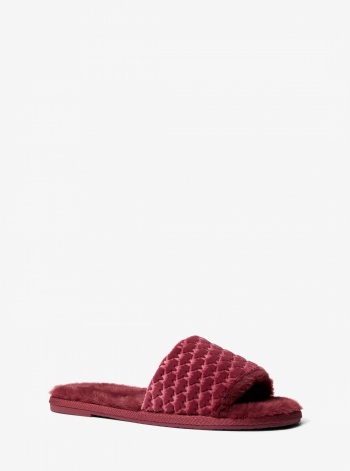 Alexis Logo Debossed Velvet Slide Sandal