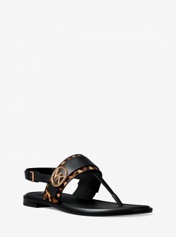 Carmen Cheetah Print Calf Hair Thong Sandal