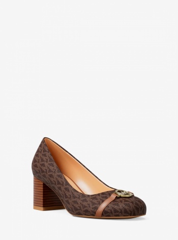 Dori Signature Logo Block Heel Pump