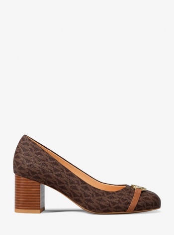 Dori Signature Logo Block Heel Pump
