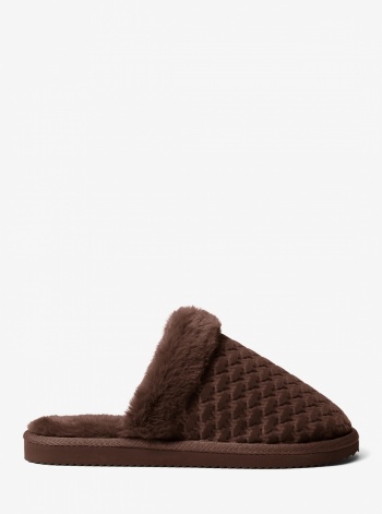 Liddy Logo Debossed Velvet and Faux Fur Slipper