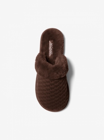 Liddy Logo Debossed Velvet and Faux Fur Slipper