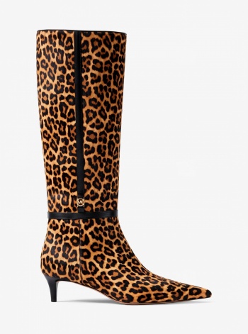 Nalia Leopard Print Calf Hair Kitten Heel Boot