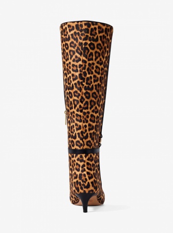 Nalia Leopard Print Calf Hair Kitten Heel Boot