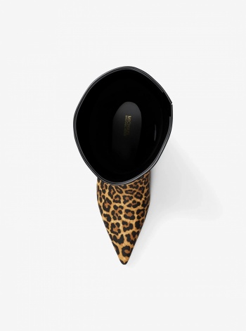 Nalia Leopard Print Calf Hair Kitten Heel Boot