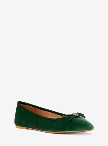 Savannah Logo Debossed Velvet Ballet Flat