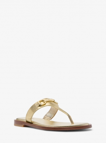 MICHAEL Michael Kors Carson Crackled Metallic Leather Sandal
