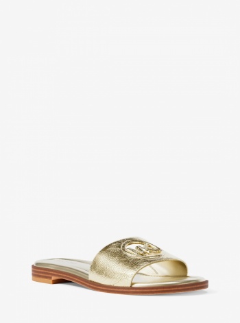 Carissa Crackled Metallic Slide Sandal