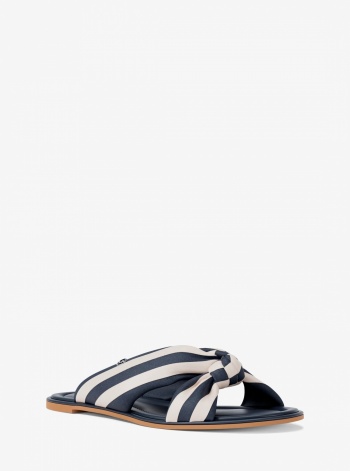 Elena Striped Linen Blend Slide Sandal