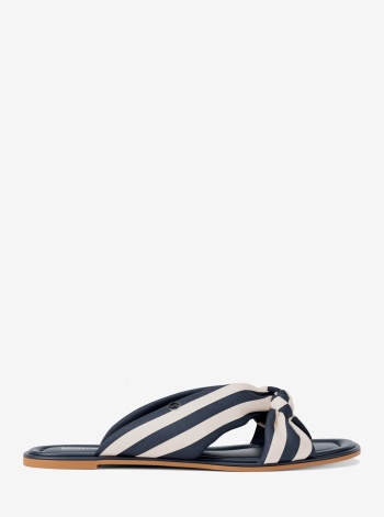 Elena Striped Linen Blend Slide Sandal