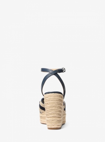 Elena Striped Linen Blend Wedge Sandal