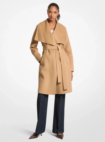 Wool Blend Wrap Coat