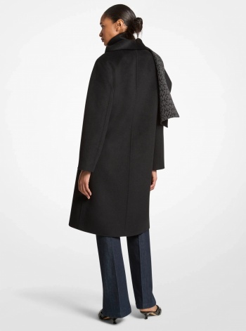 Wool Blend Wrap Coat With Scarf