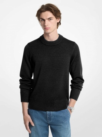Michael Kors Mens Ribbed Wool Crewneck Sweater