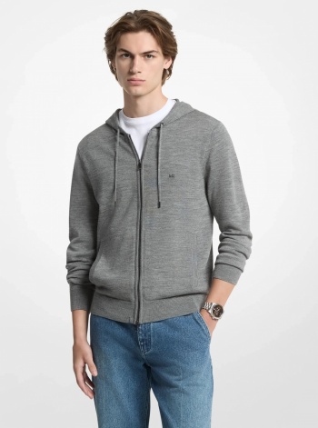Michael Kors Mens Wool Zip-Up Hoodie