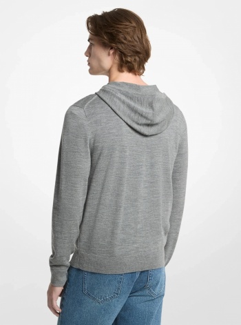 Michael Kors Mens Wool Zip-Up Hoodie