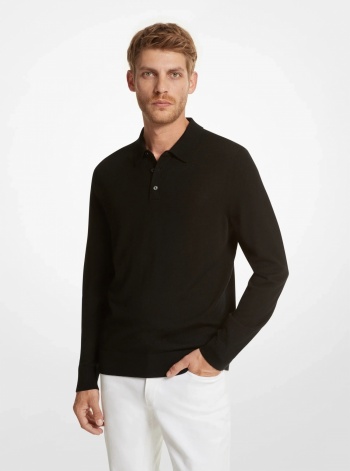 Michael Kors Mens Merino Wool Polo Sweater