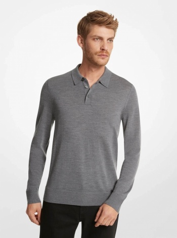Michael Kors Mens Merino Wool Polo Sweater