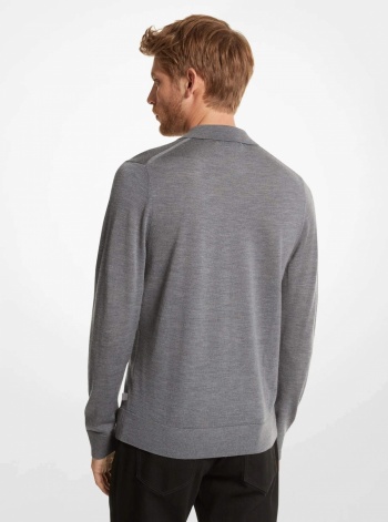 Michael Kors Mens Merino Wool Polo Sweater