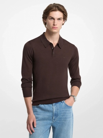 Michael Kors Mens Merino Wool Polo Sweater