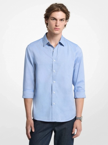 Michael Kors Mens Classic-Fit Printed Cotton Blend Dobby Shirt