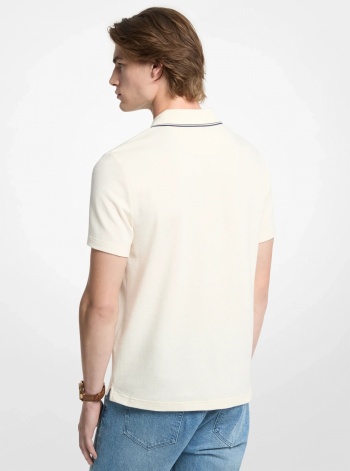Michael Kors Mens Textured Stretch Cotton Zip-Up Polo Shirt