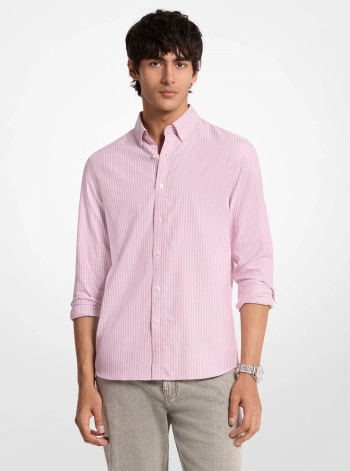 Michael Kors Mens Classic-Fit Striped Cotton Shirt