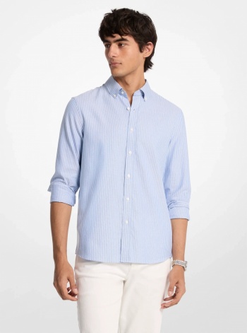 Michael Kors Mens Classic-Fit Striped Cotton Shirt
