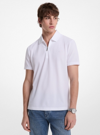 Michael Kors Mens Cotton Blend Piqué Zip-Up Polo Shirt