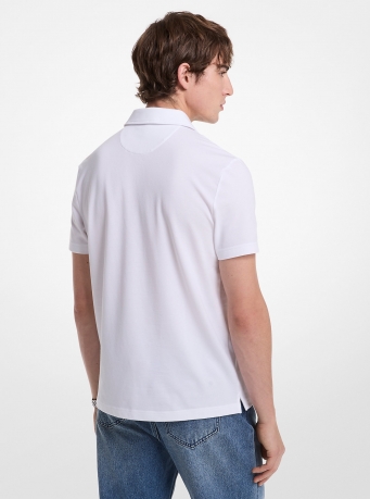 Michael Kors Mens Cotton Blend Piqué Zip-Up Polo Shirt