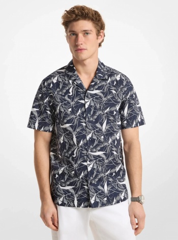 Michael Kors Mens Floral Print Cotton Blend Shirt
