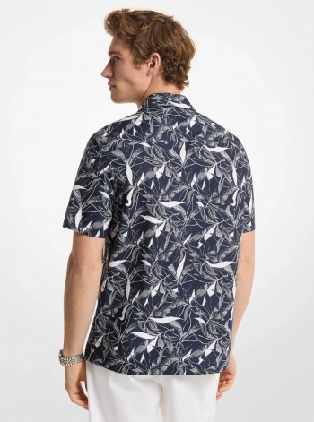 Michael Kors Mens Floral Print Cotton Blend Shirt