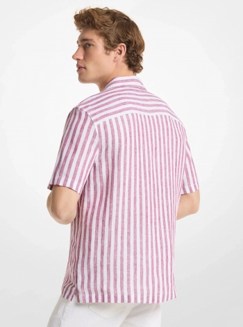 Michael Kors Mens Floral Print Linen Camp Shirt