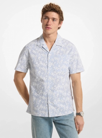 Michael Kors Mens Floral Stretch Cotton Short-Sleeve Shirt