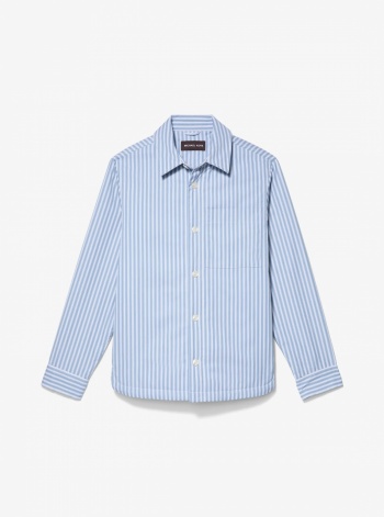 Michael Kors Mens Striped Cotton Poplin Shirt Jacket