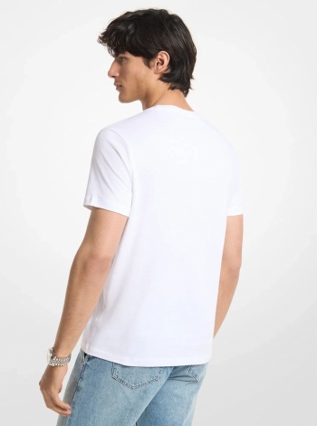 Michael Kors Mens Floral Print Logo Cotton T-Shirt