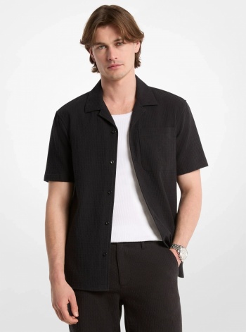 Michael Kors Mens Cotton Waffle Camp Shirt