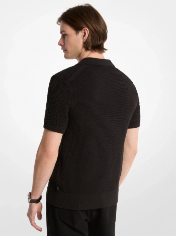 Michael Kors Mens Johnny Textured Knit Cotton Polo Shirt
