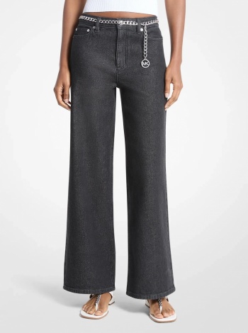 Stretch Denim Wide-Leg Jeans