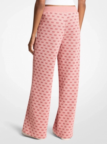 Logo Cotton Blend Knit Wide-Leg Pants